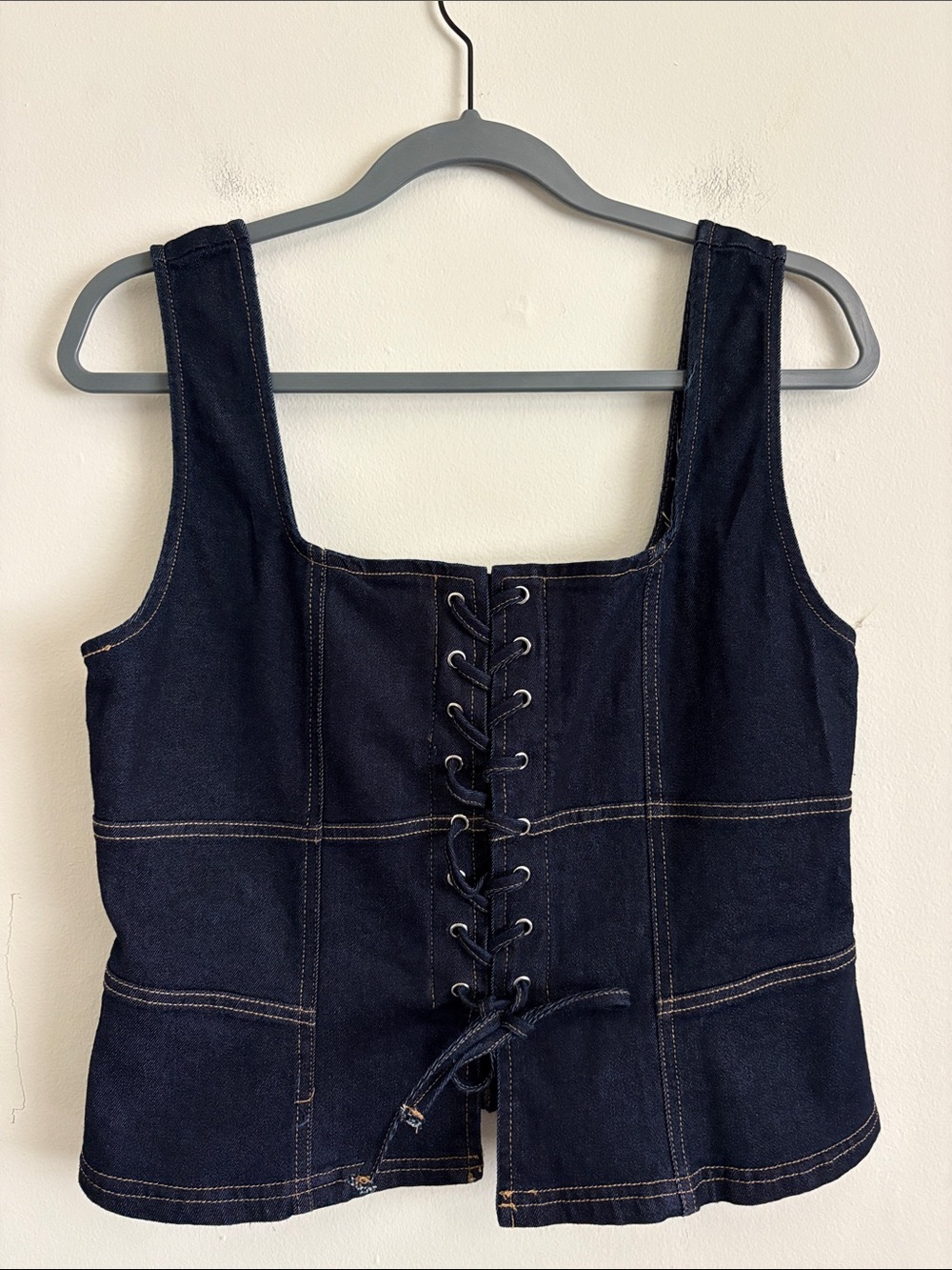 Moon River Lace-Up Detail Denim Corset Top Size XL - Picture 3 of 10